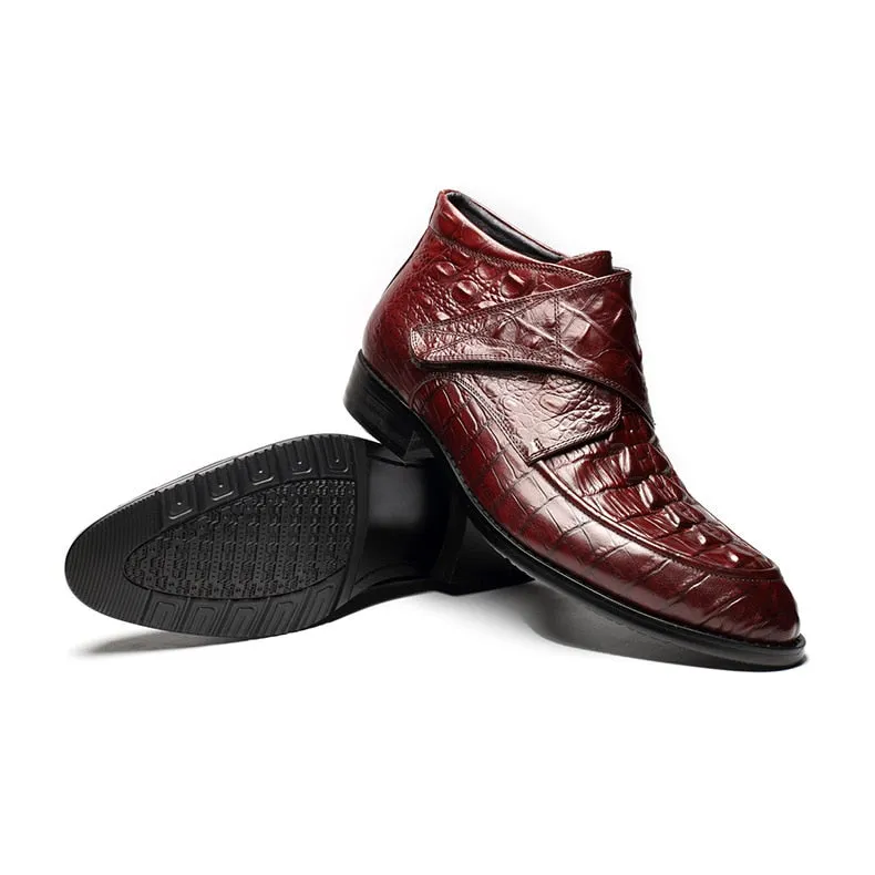 Luxury CrocLeather Soft Wine Boots