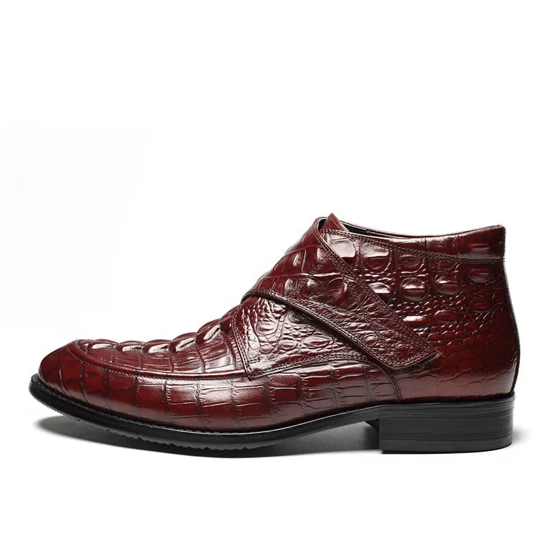 Luxury CrocLeather Soft Wine Boots