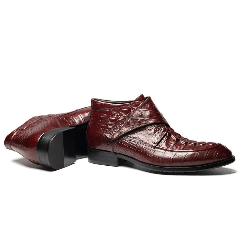 Luxury CrocLeather Soft Wine Boots