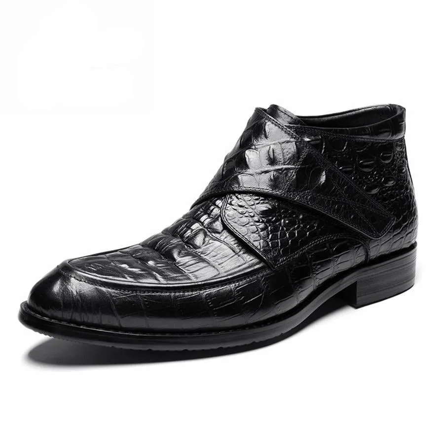 Luxury CrocLeather Soft Wine Boots