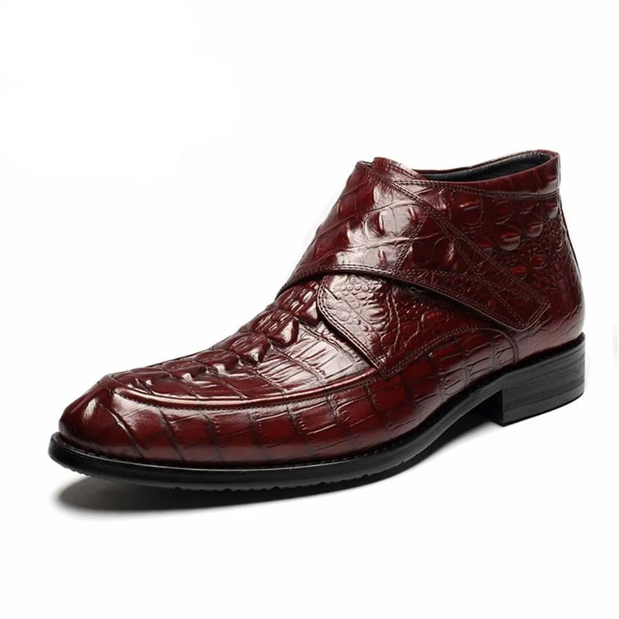 Luxury CrocLeather Soft Wine Boots