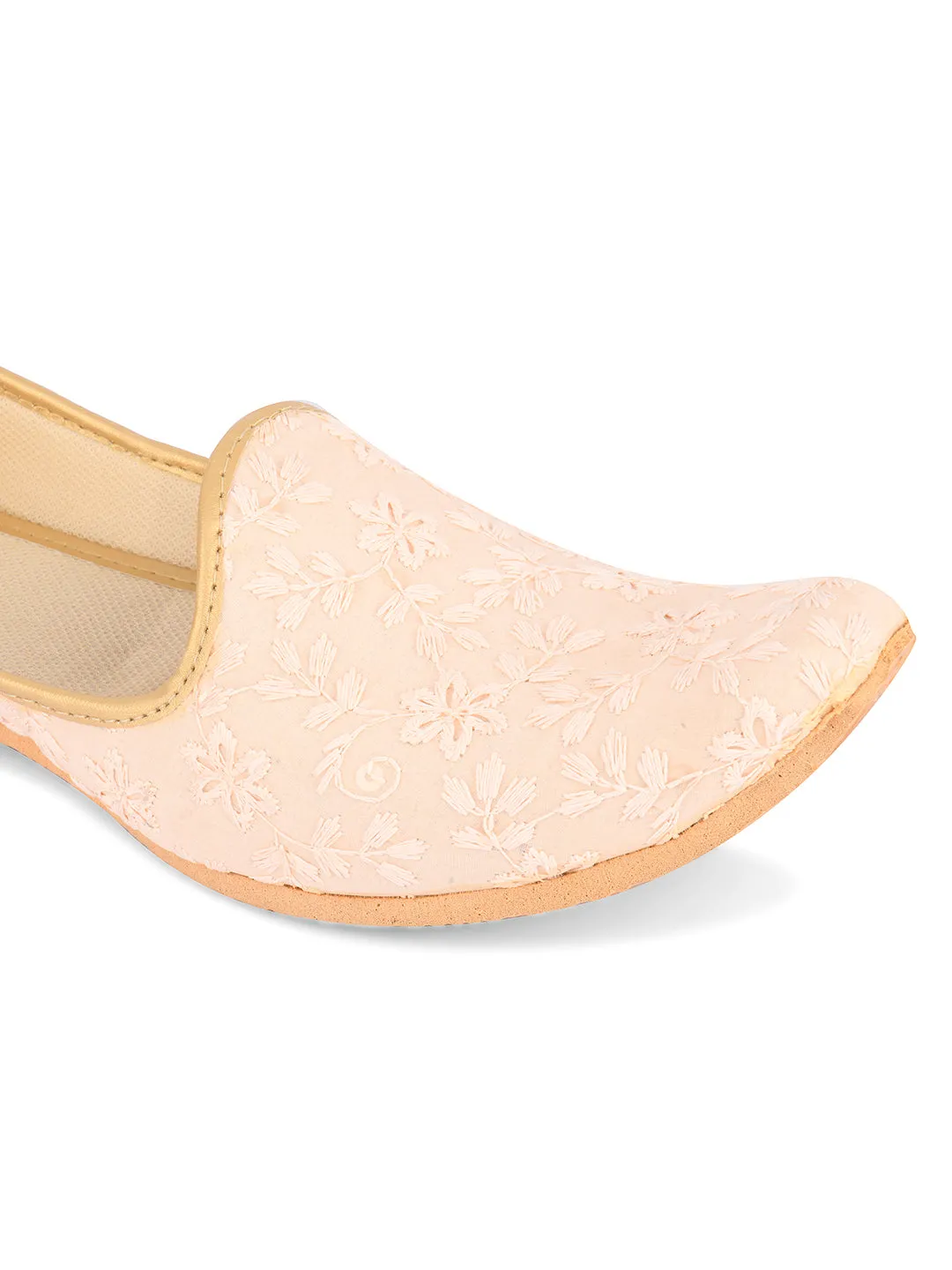 Men's Indian Ethnic Party Wear Peach Footwear - Desi Colour