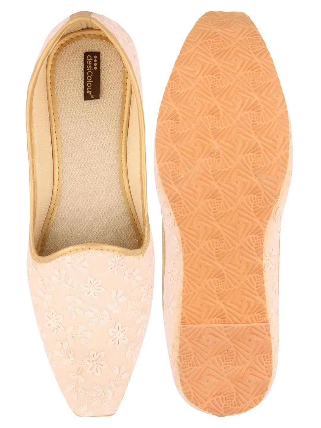 Men's Indian Ethnic Party Wear Peach Footwear - Desi Colour