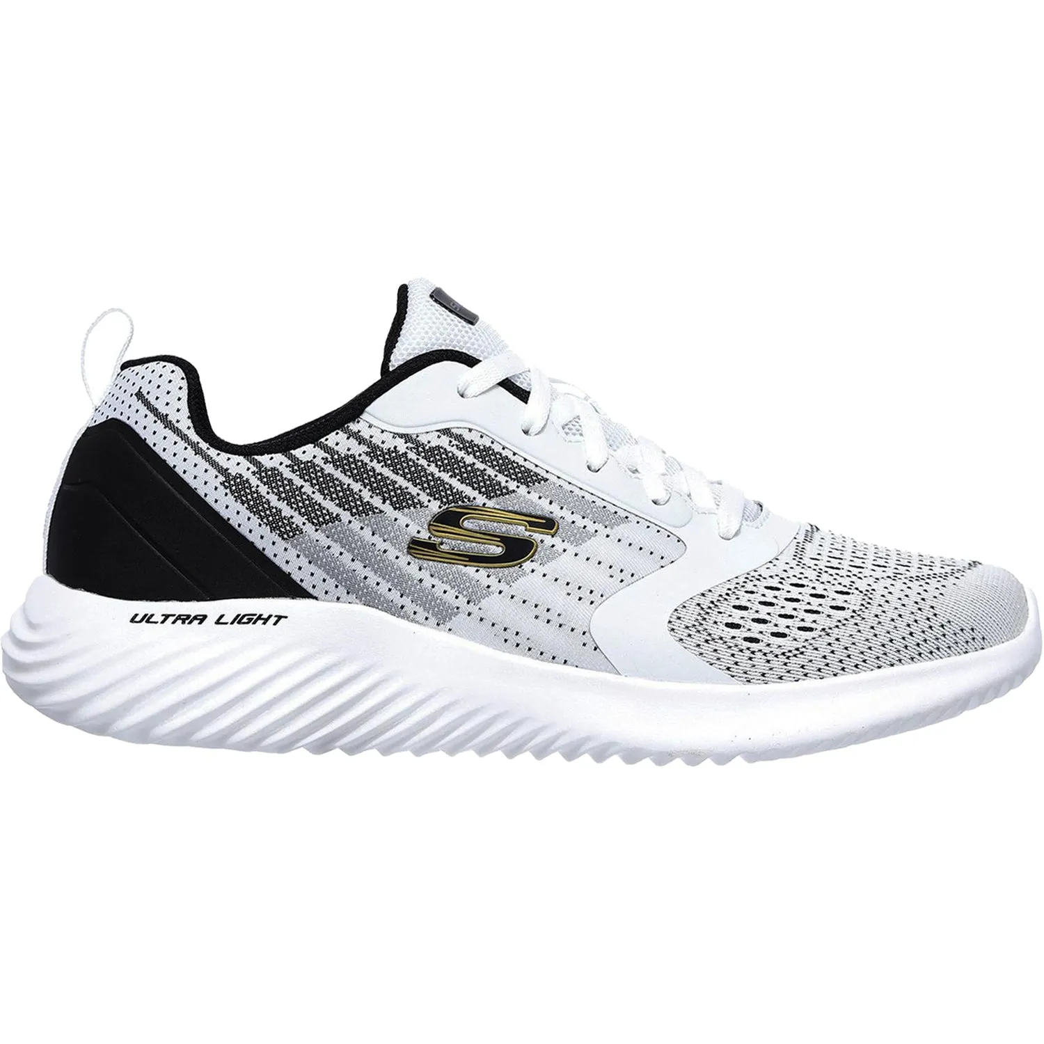 Men's Skechers Bounder Verkona White/Black Knit Fabric