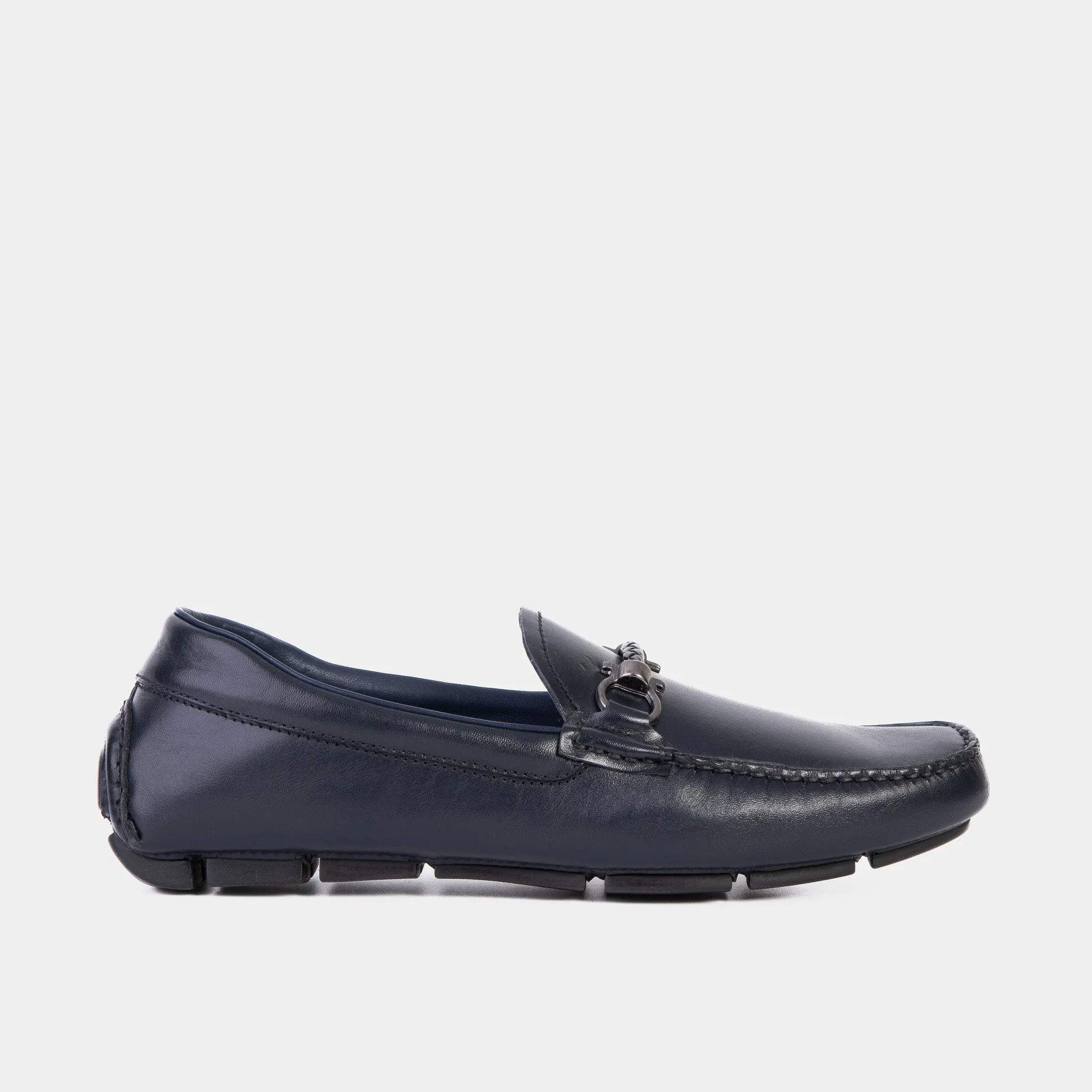 Pavia Navy Blue Leather Bit Drive Loafer Men Shoe