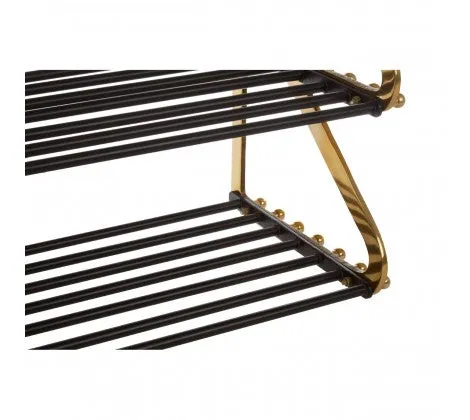 Premium Black and Gold 2 Tier Shoe Rack