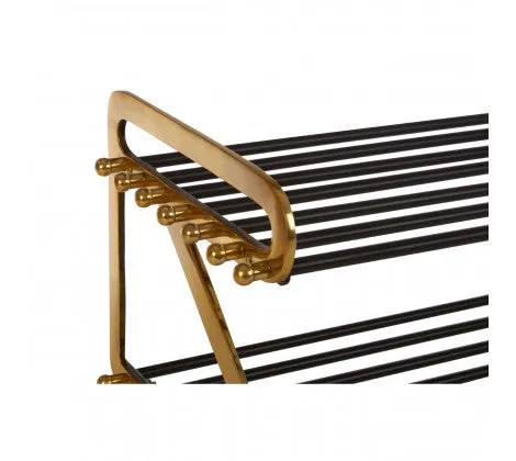 Premium Black and Gold 2 Tier Shoe Rack