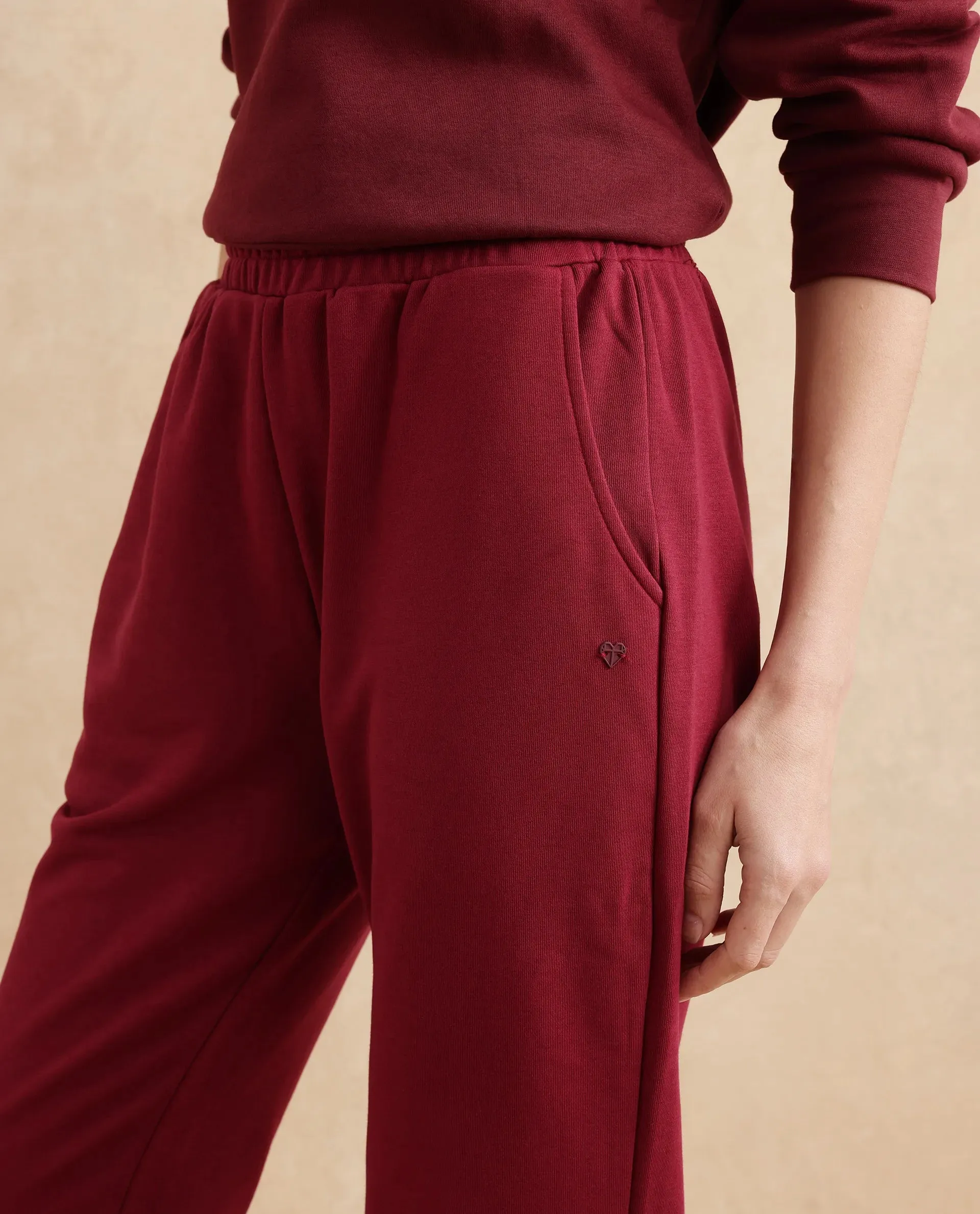 Rareism Women Trunky Maroon Plain Track Pant