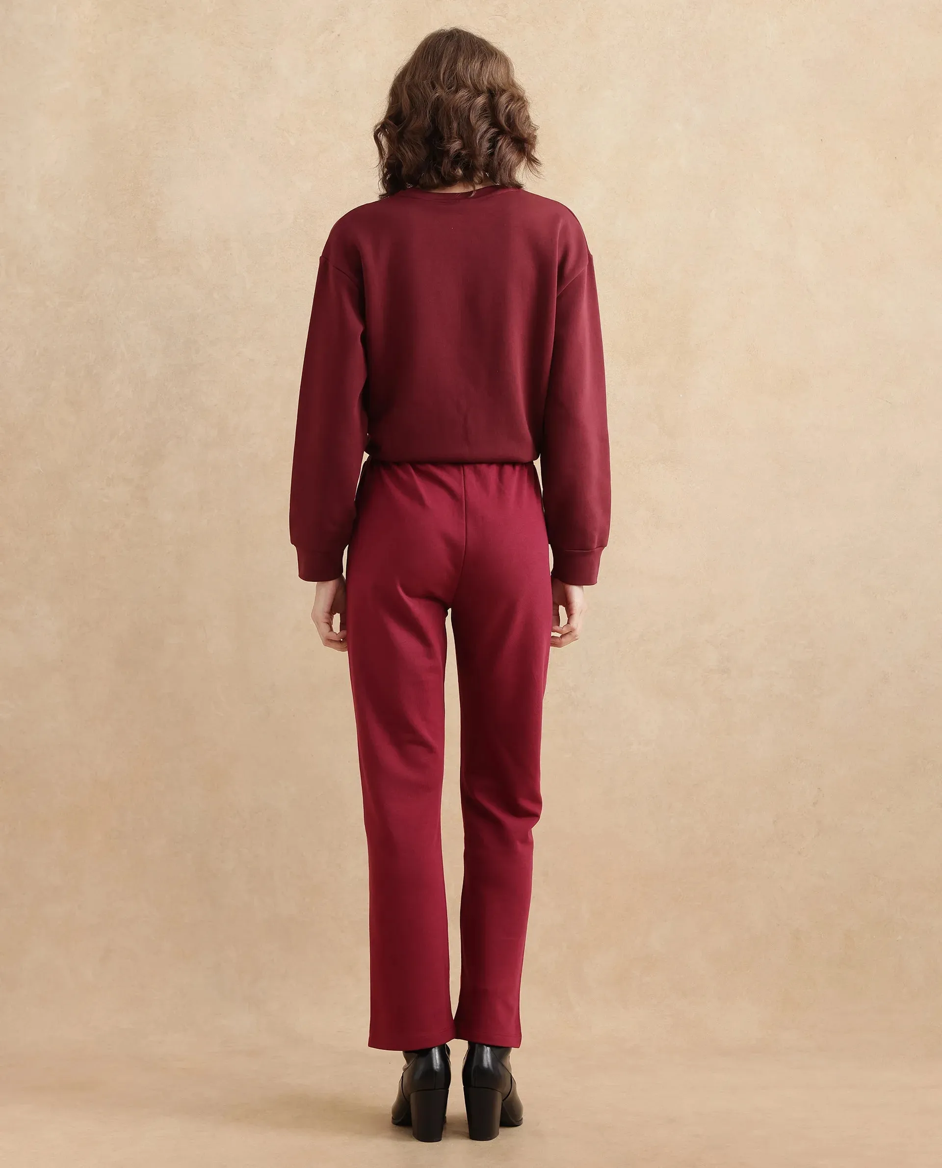 Rareism Women Trunky Maroon Plain Track Pant