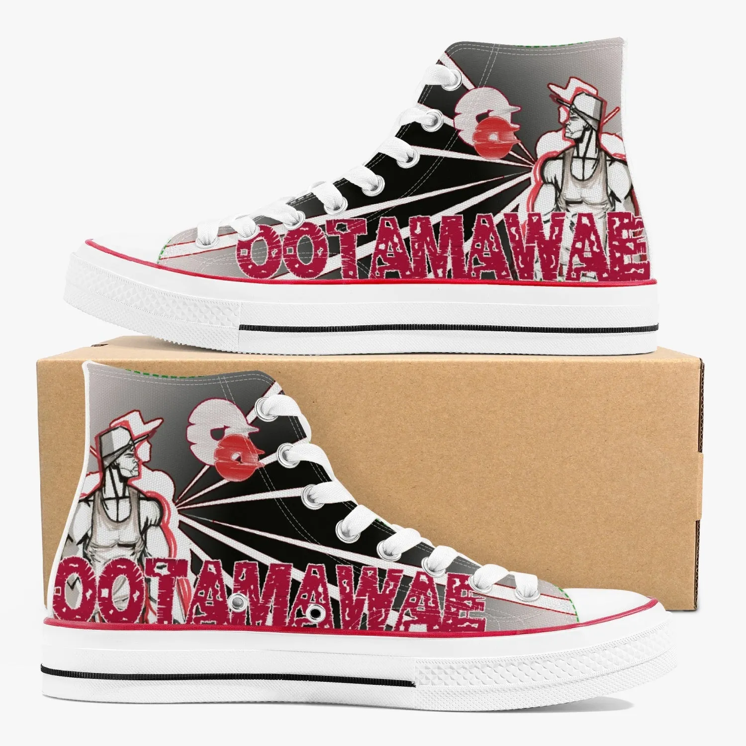 Red Sunset  High-Top Canvas Shoes