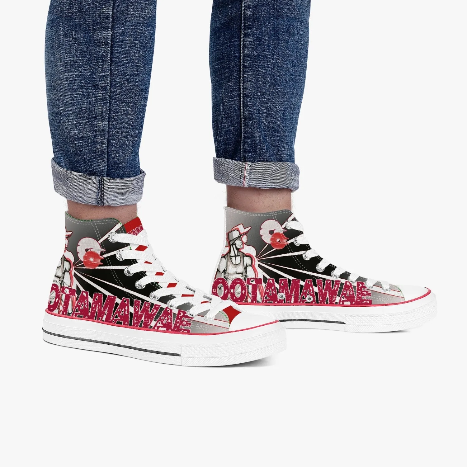 Red Sunset  High-Top Canvas Shoes