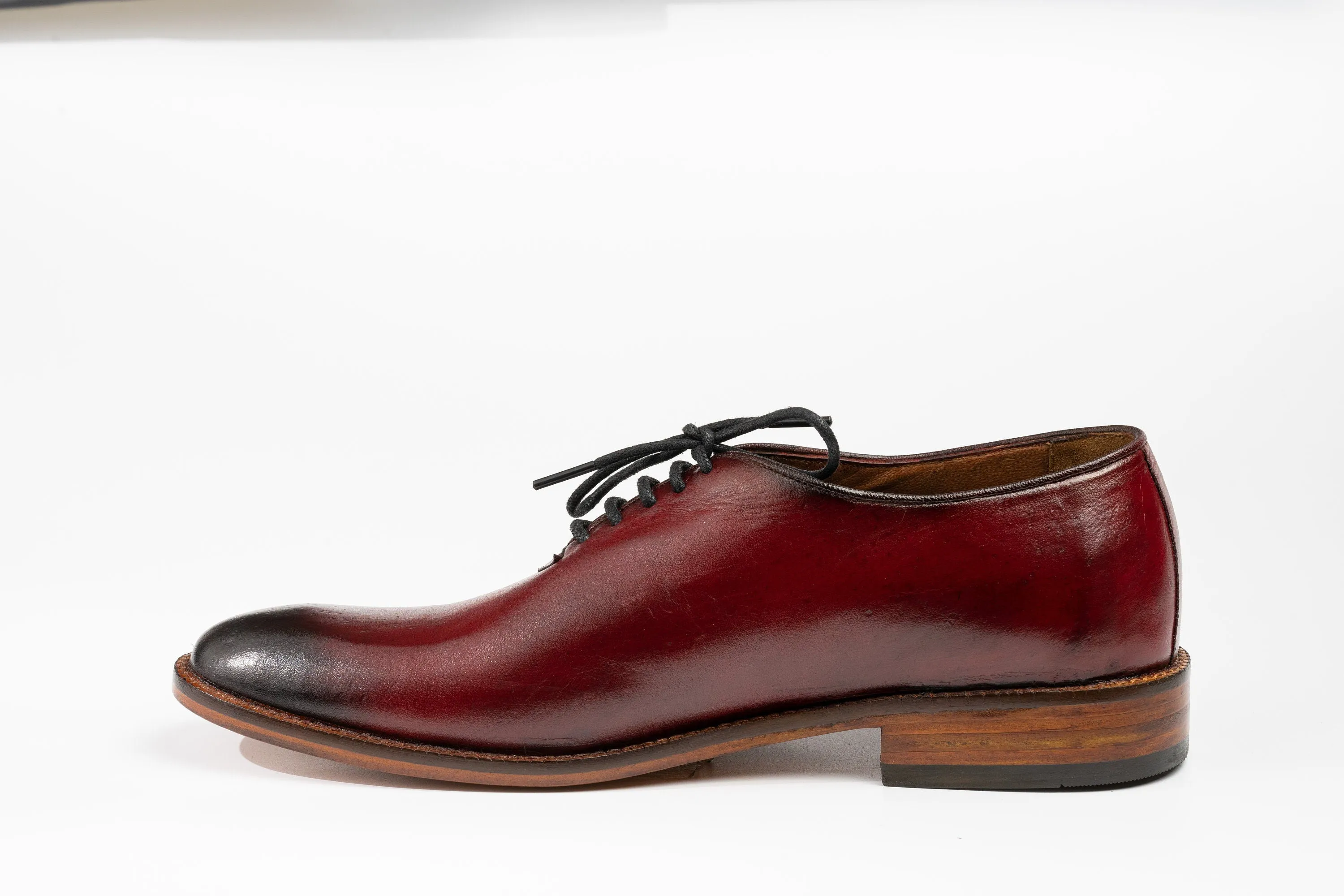 Red Wholecut Oxford Shoes Hand Welted Real Crust Leather Luxury Shoes Made To Order Customized Formal Shoes Suit Shoes Maroon Patina Shoes