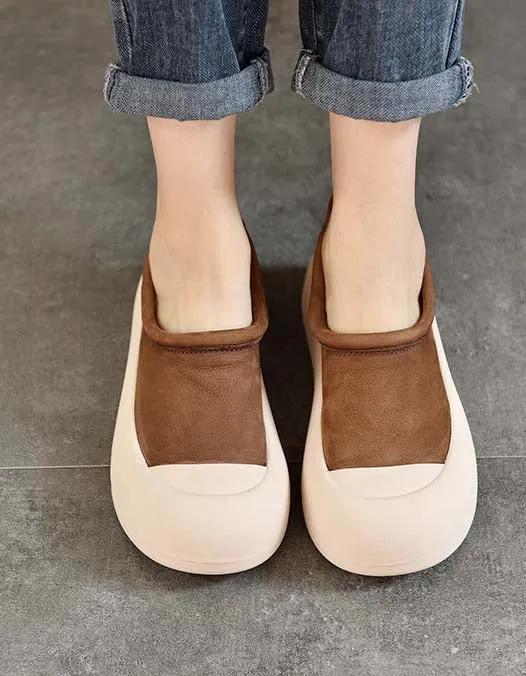 Round Head Comfortable Platform Retro Flat Shoes