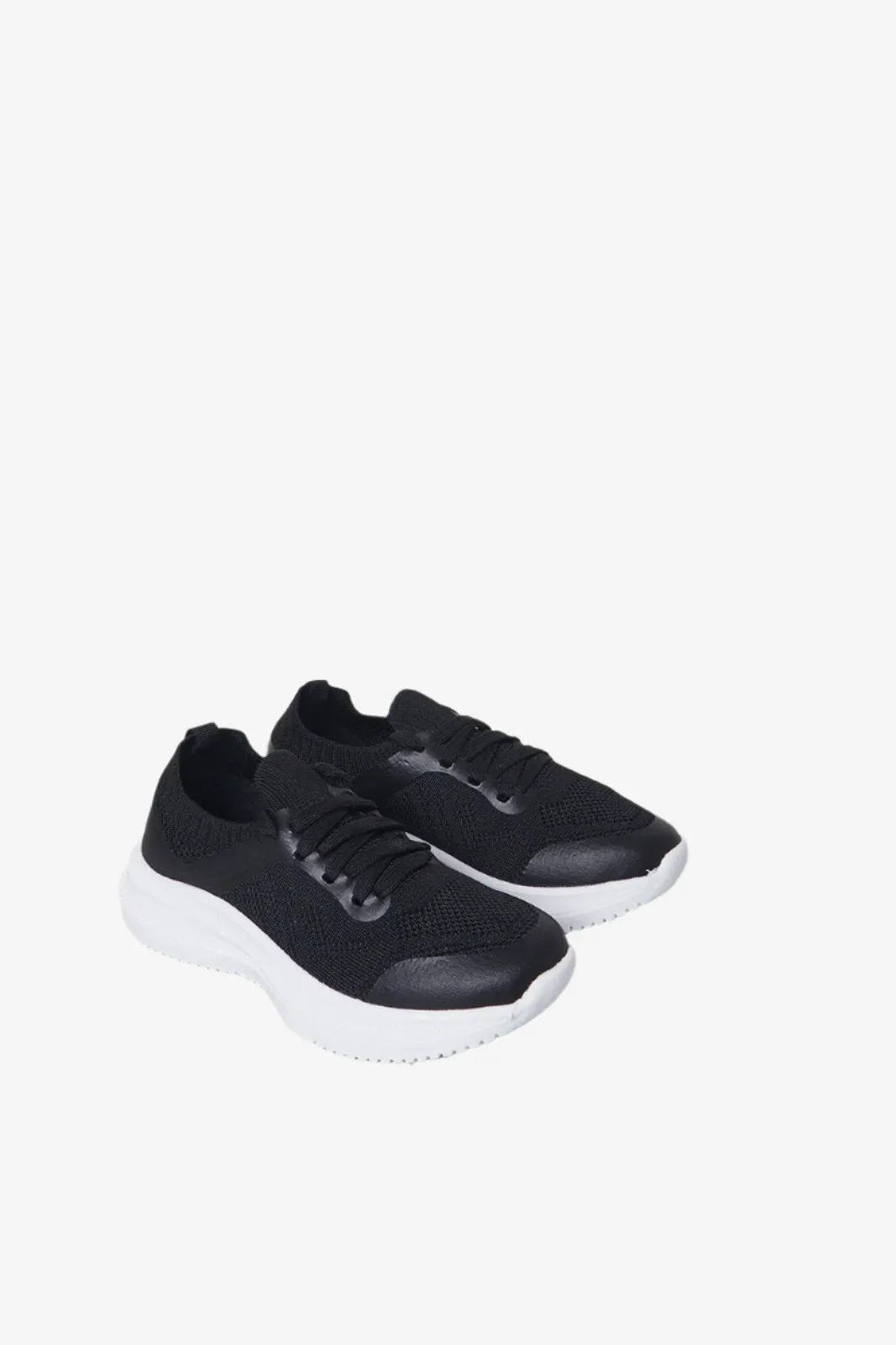 Senior Girls Black Lace-Up Trainer