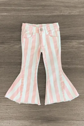 Striped Denim Flare Jeans