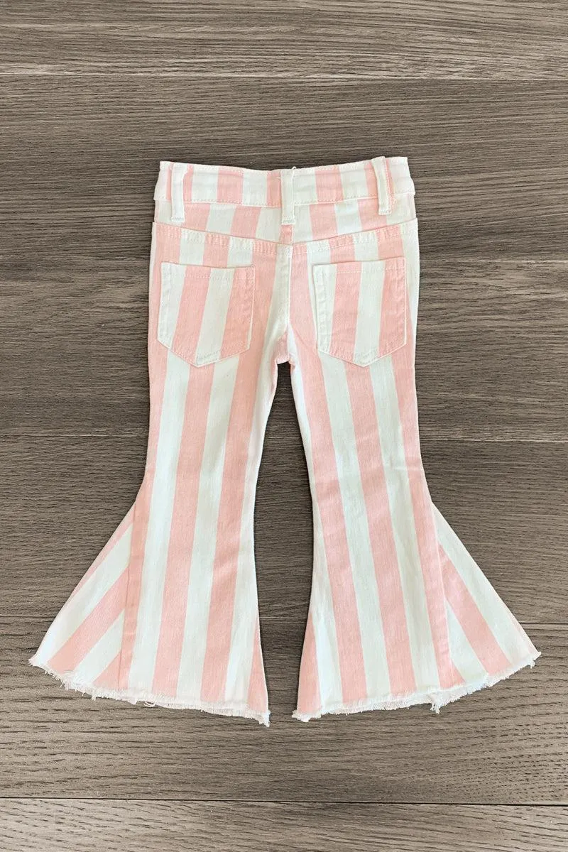 Striped Denim Flare Jeans