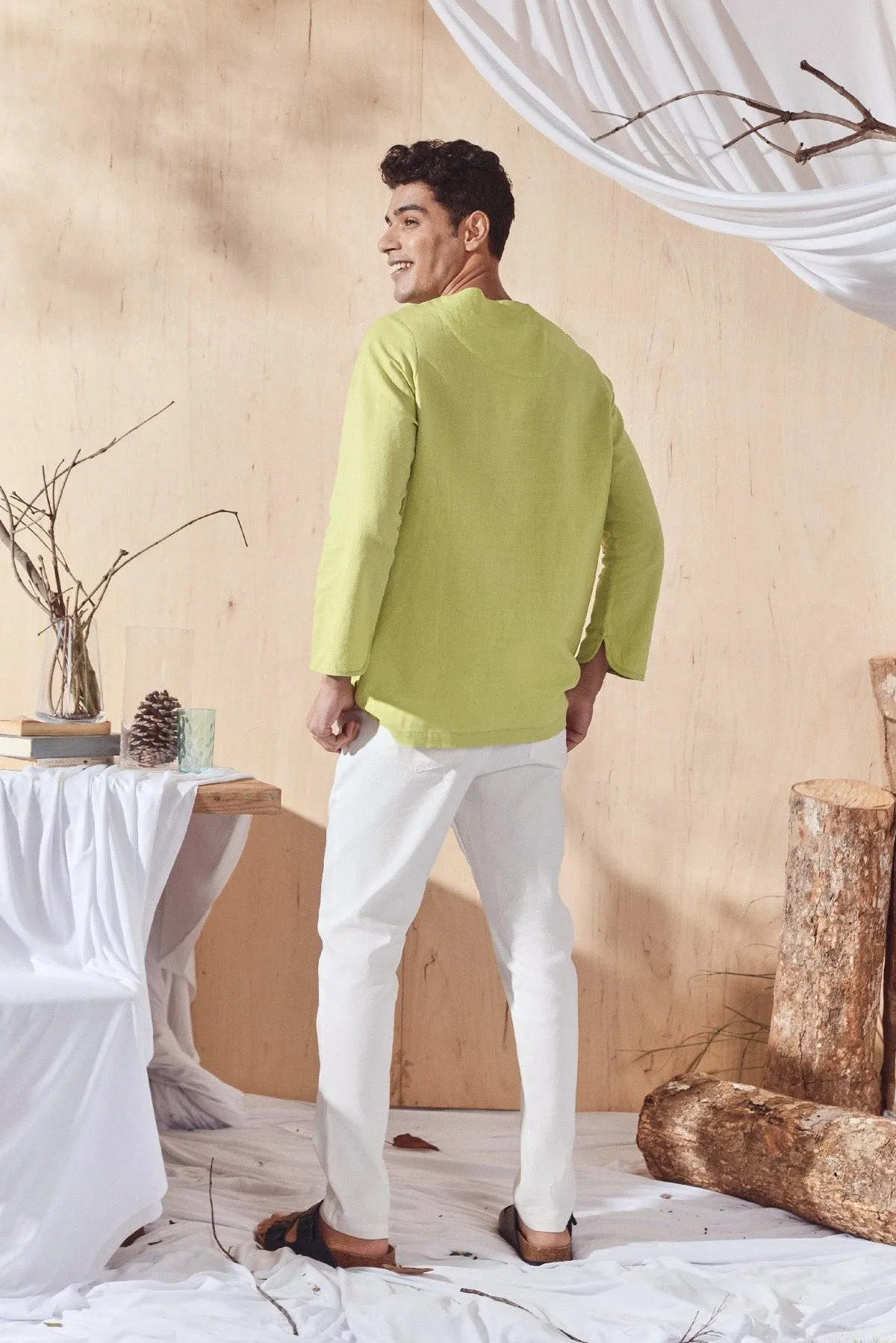 The Balik Men Kurta - Lime Green