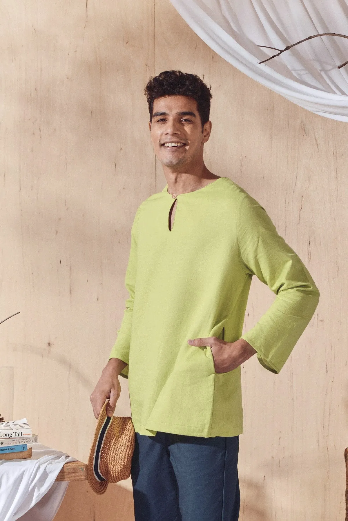 The Balik Men Kurta - Lime Green