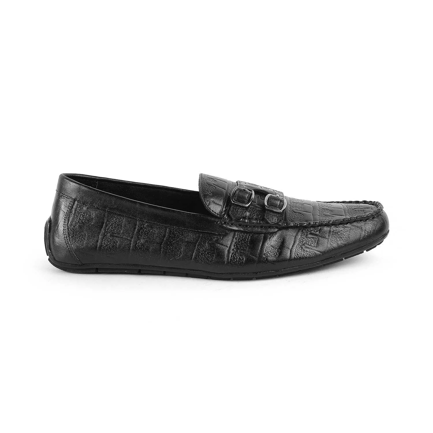 Tresmode Gioia Black Men's Double Monk Shoes