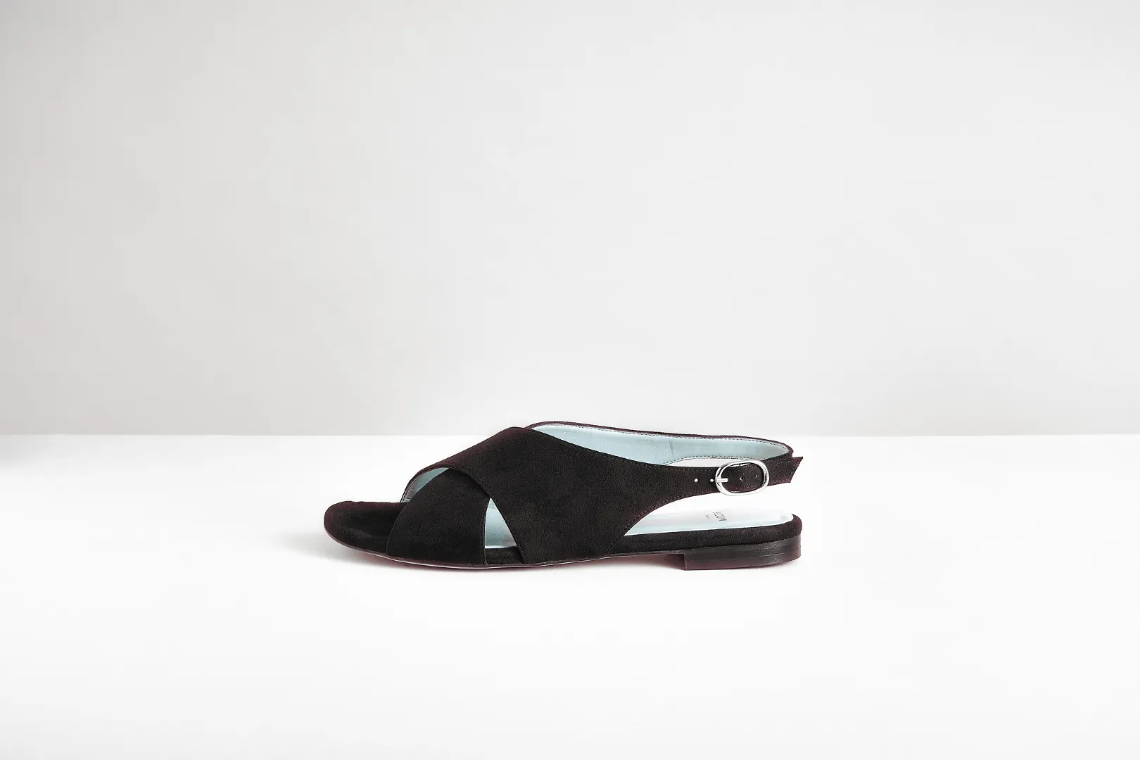 Vegan Suede Crossover Slingback Sandals | Black