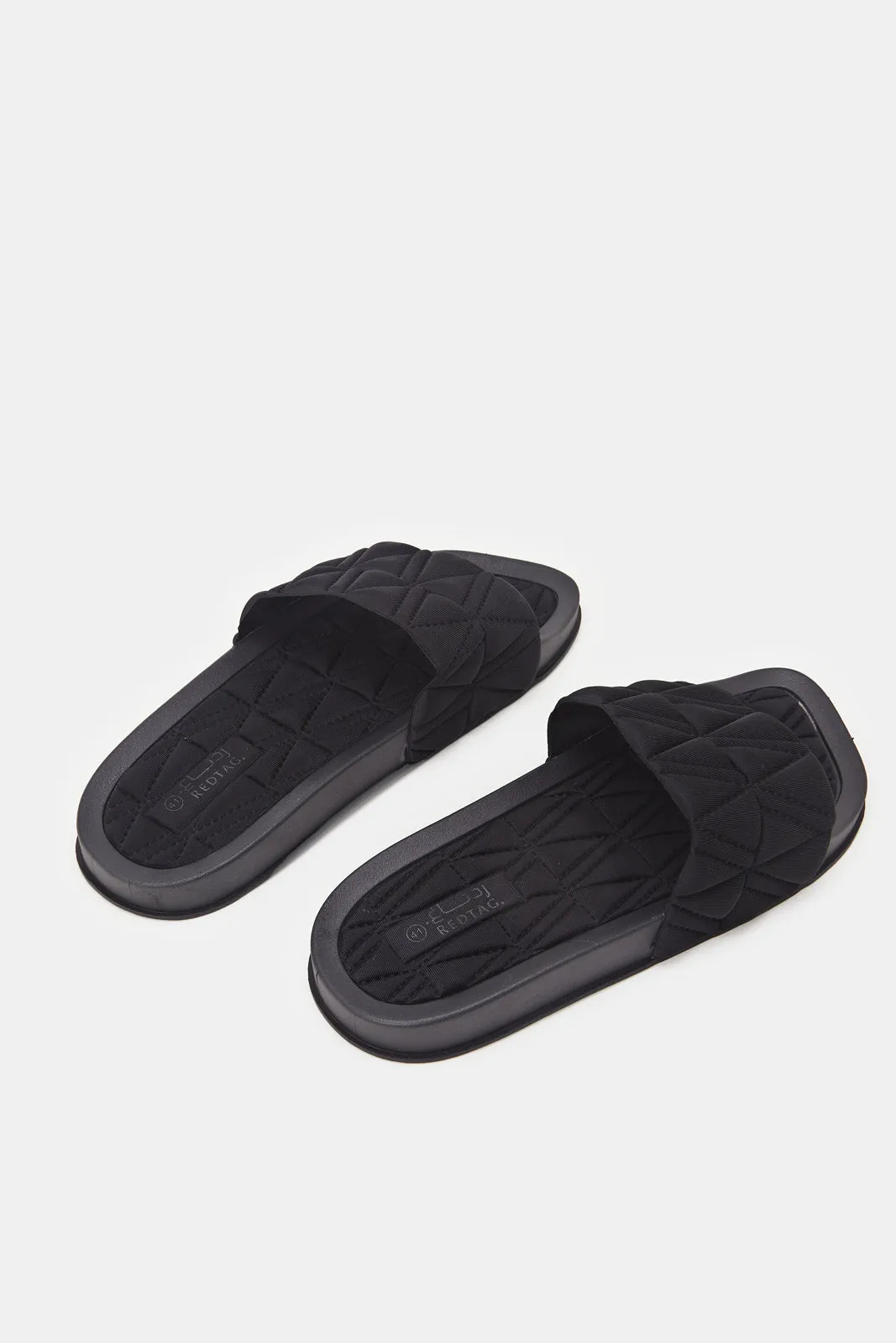 Women Black Sqaure Toe Slide