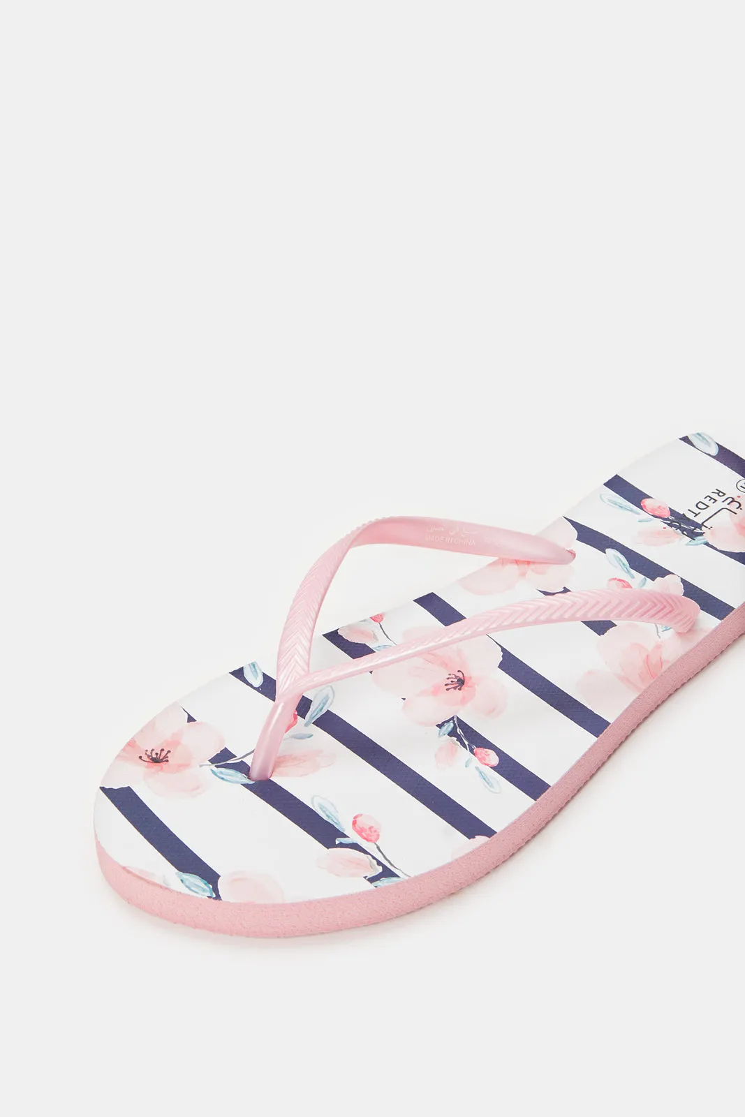 Women Pink Striped Flip Flop