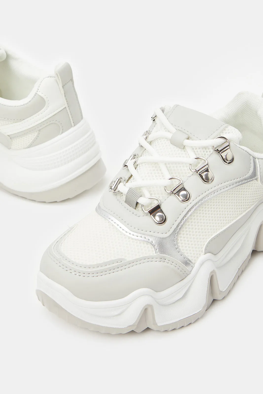 Women White Chunky Trainers