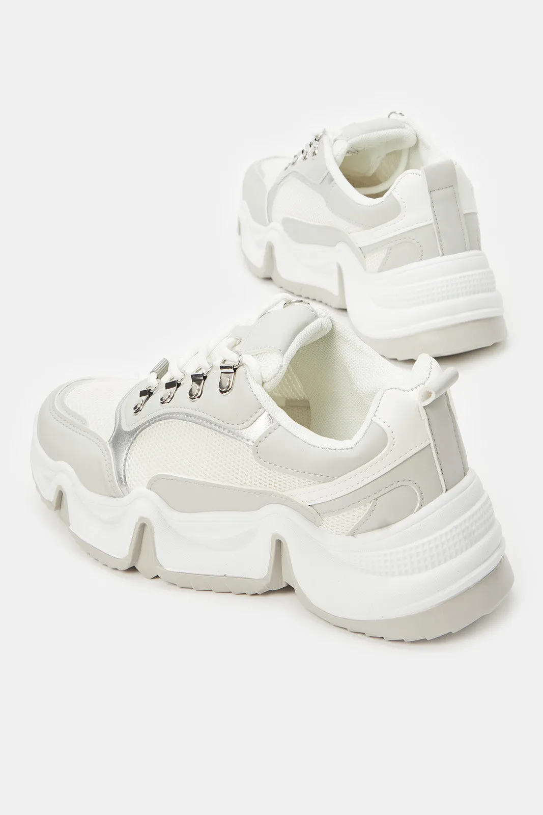 Women White Chunky Trainers