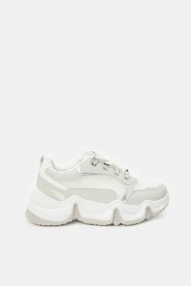 Women White Chunky Trainers